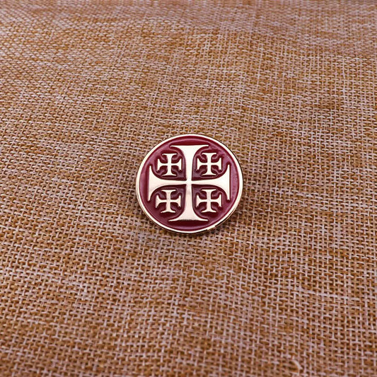 Broche templière croix de Jérusalem émaillée