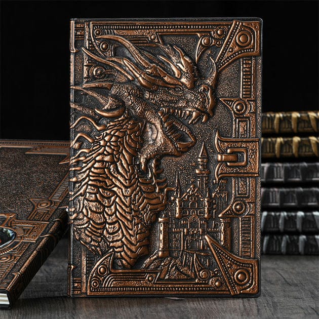 Carnet Dragon en Relief Bronze