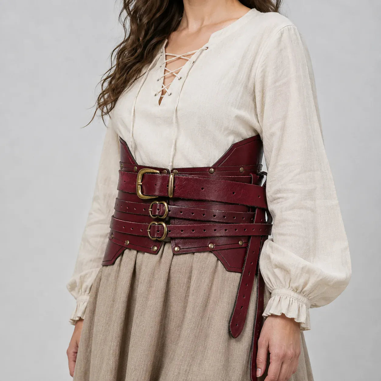 Ceinture-Corset d'Armure Bordeaux / Taille unique