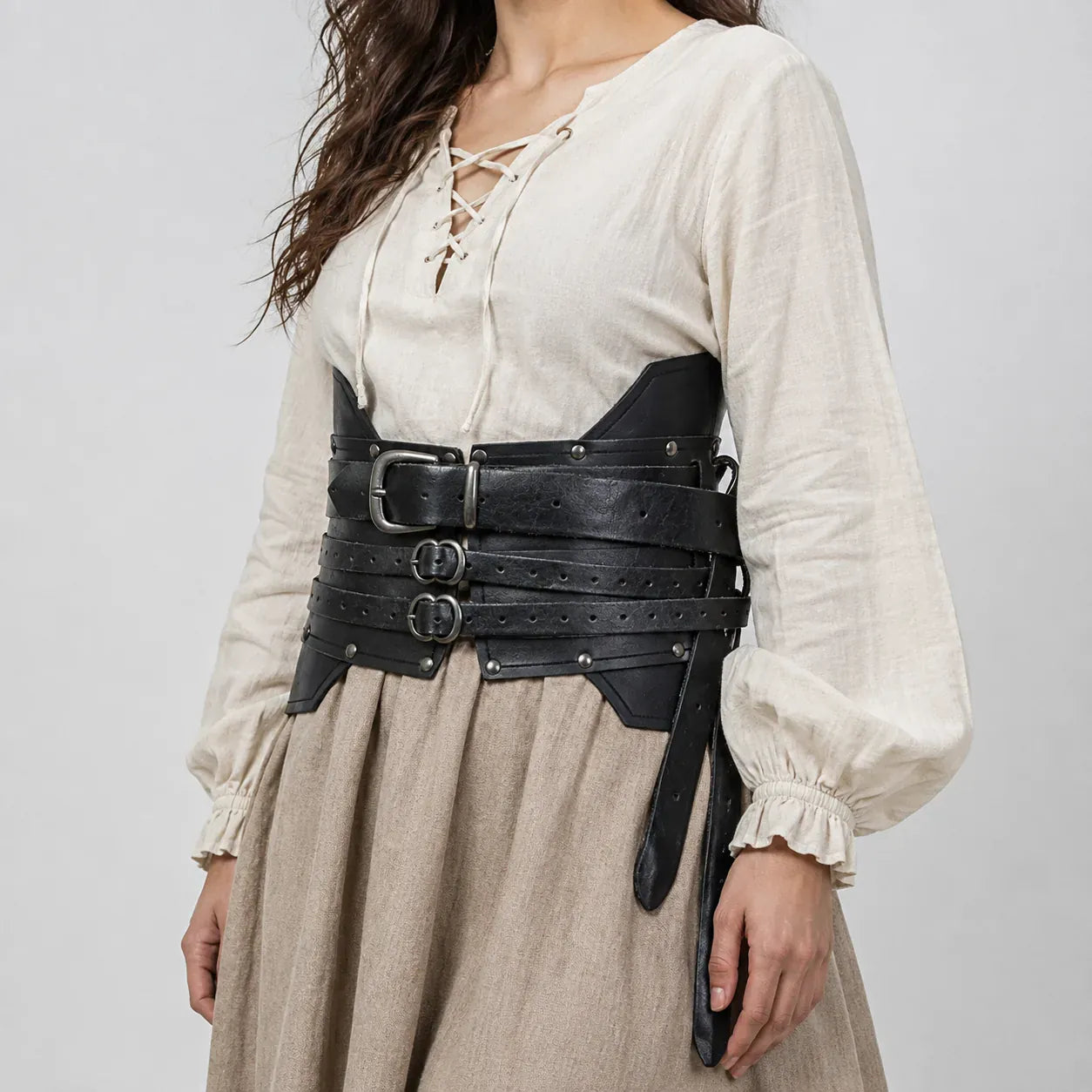 Ceinture-Corset d'Armure Noir / Taille unique