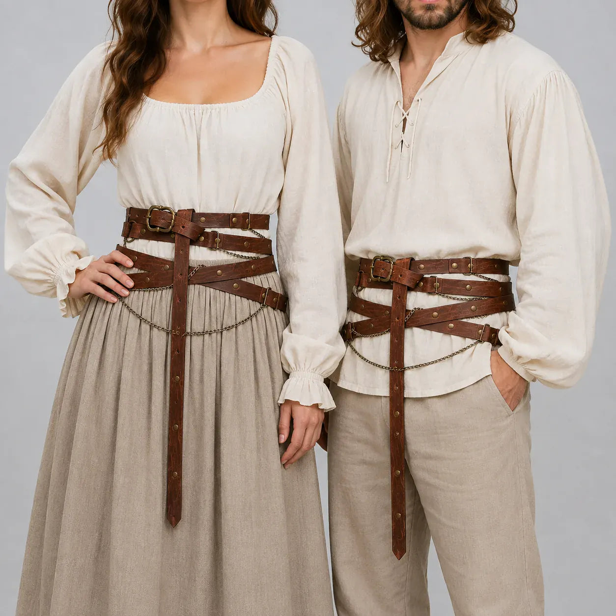 Ceinture Médiévale à Chaînette Marron