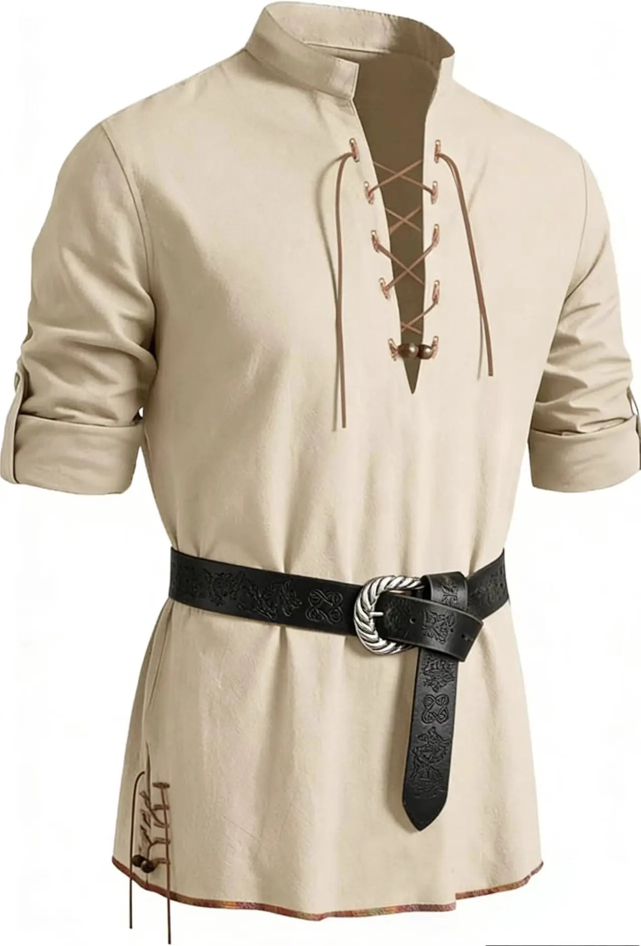 Chemise Médiévale à Laçage Écru / Avec ceinture / M