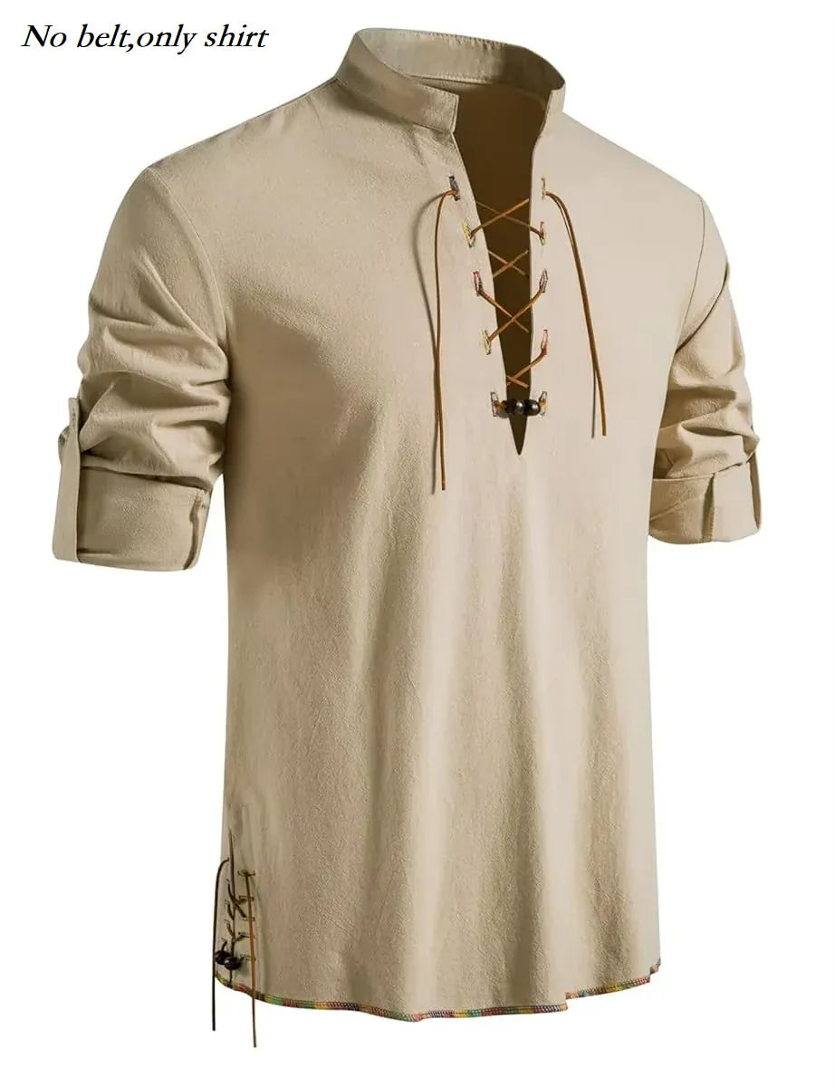 Chemise Médiévale à Laçage Écru / Sans ceinture / S