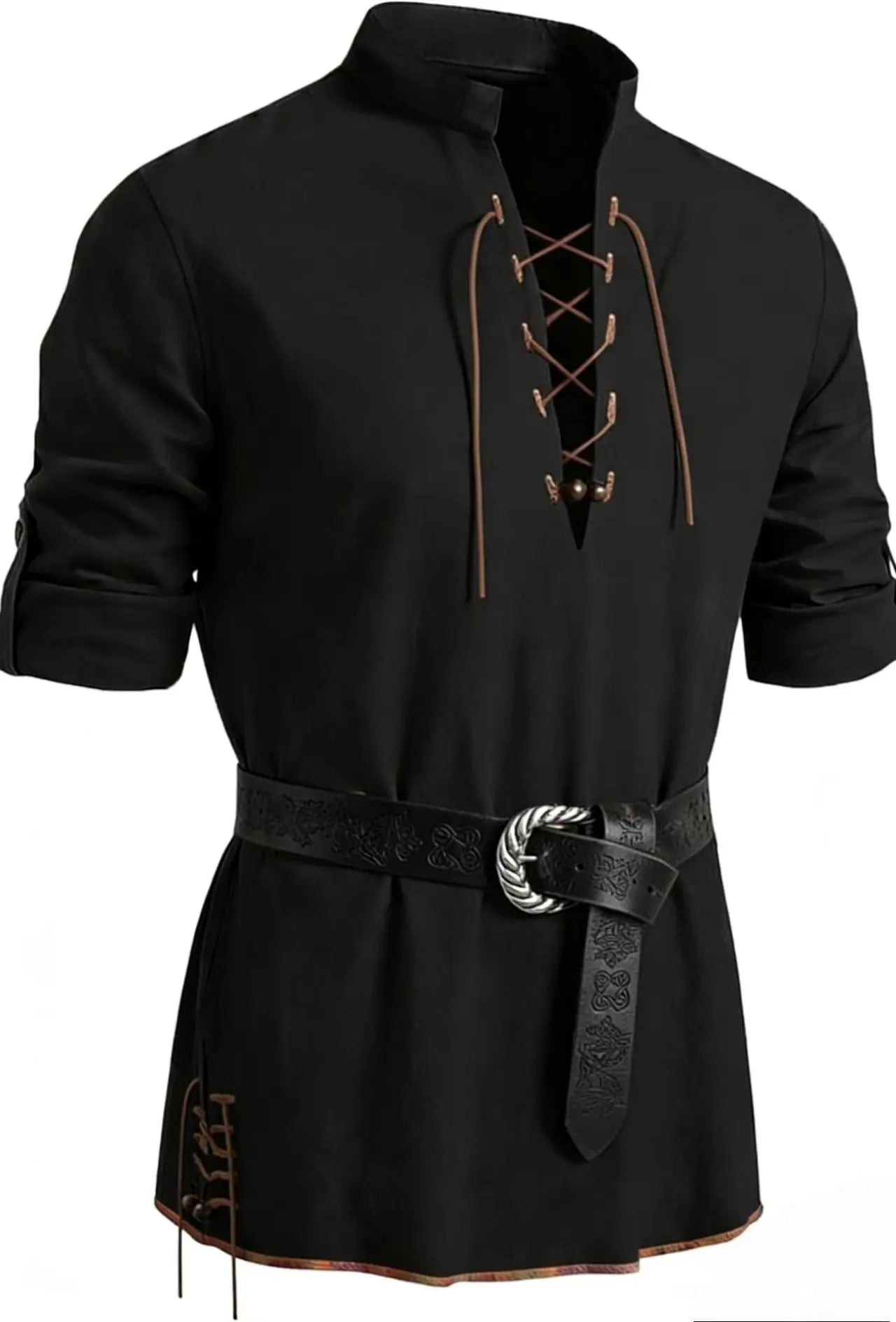 Chemise Médiévale à Laçage Noir / Avec ceinture / S