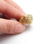 Chevalière templière plaquée or croix de chevalier - Vignette | Médiéfan