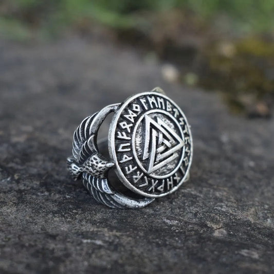 Chevalière Valknut & Corbeaux Viking