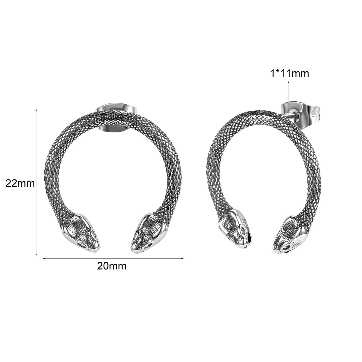 Clous d’Oreilles Serpent à Deux Têtes