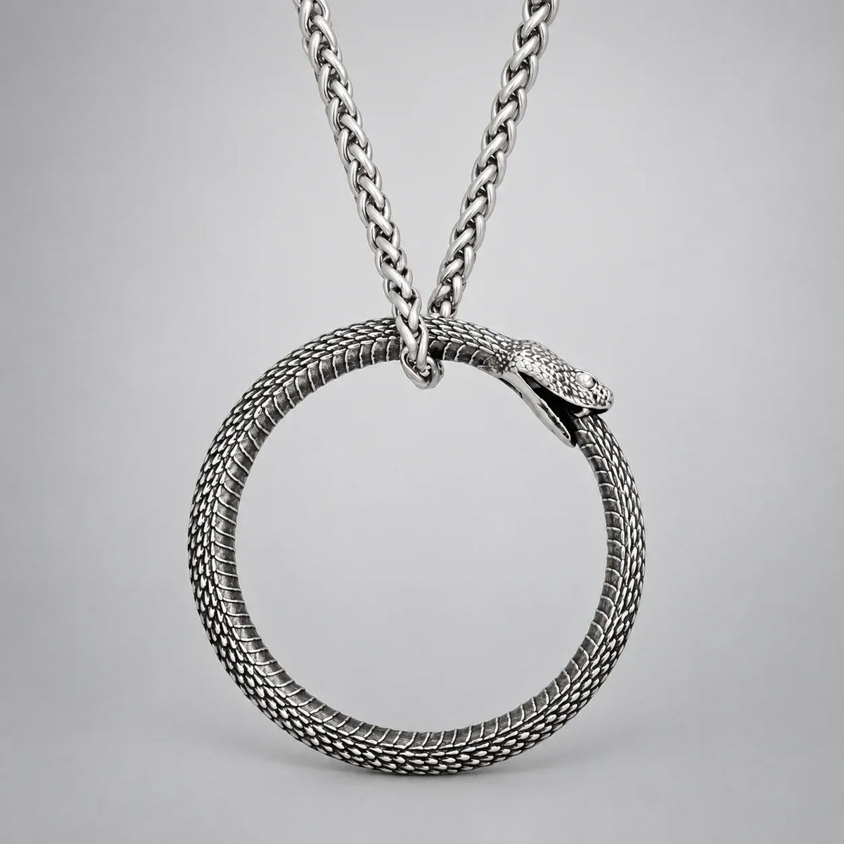 Collier Anneau Ouroboros Chaîne 60 cm