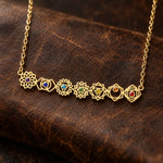 Collier Barre Horizontale aux 7 Symboles des Chakras - Vignette | Médiéfan