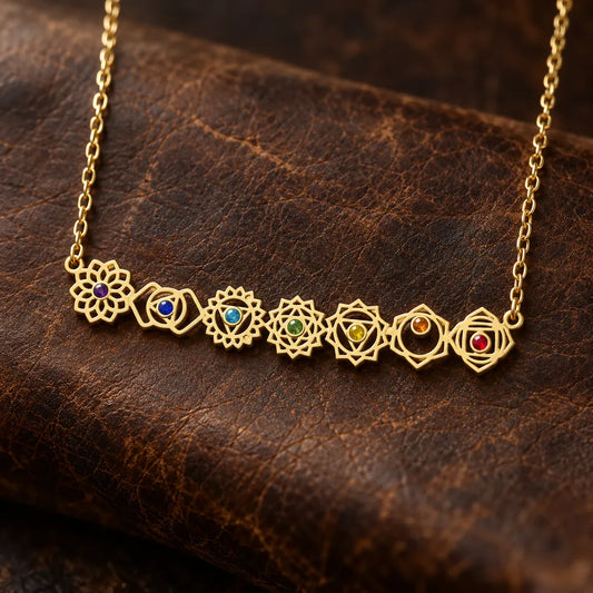 Collier Barre Horizontale aux 7 Symboles des Chakras