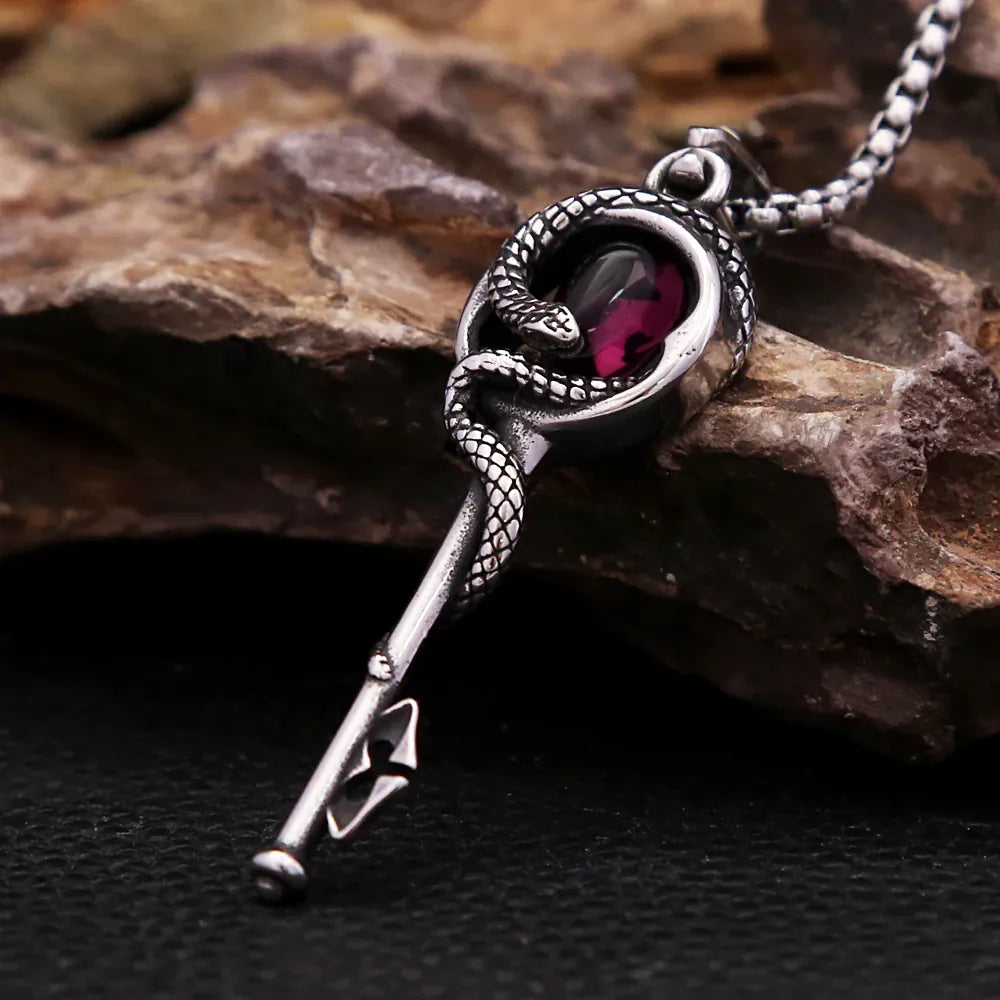 Collier Clé au Serpent et Pierre Pourpre