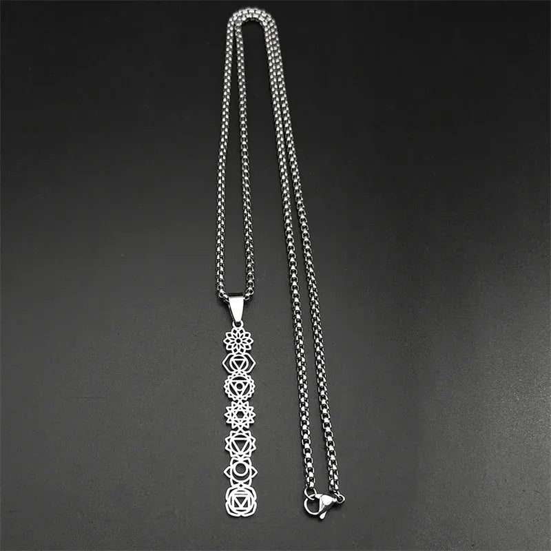 Collier Colonne des 7 Chakras Ajourés