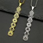 Collier Colonne des 7 Chakras Ajourés - Vignette | Médiéfan