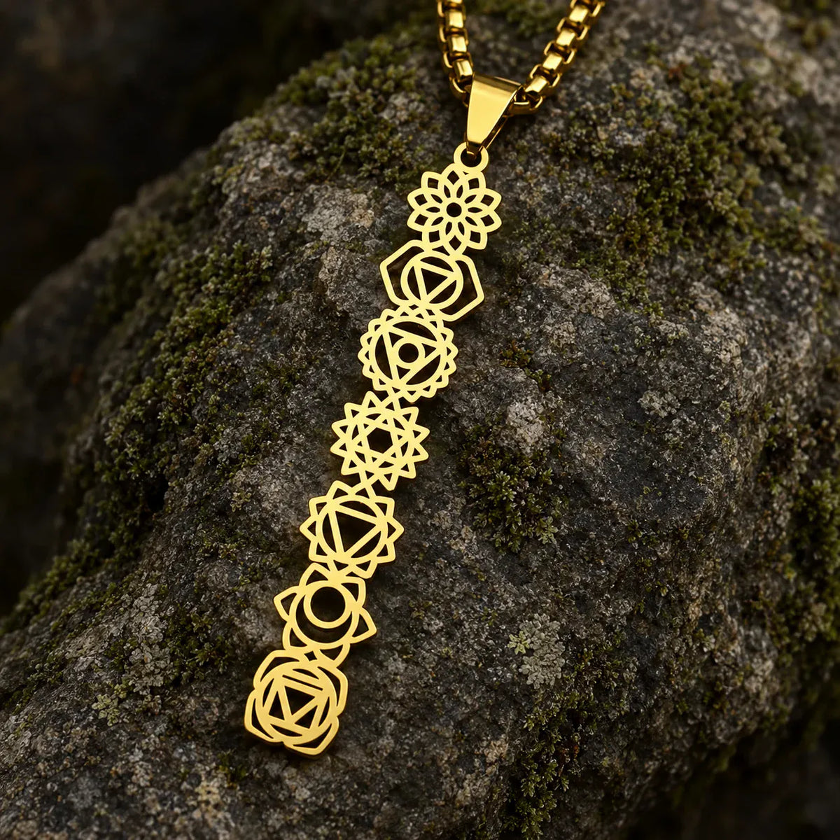 Collier Colonne des 7 Chakras Ajourés