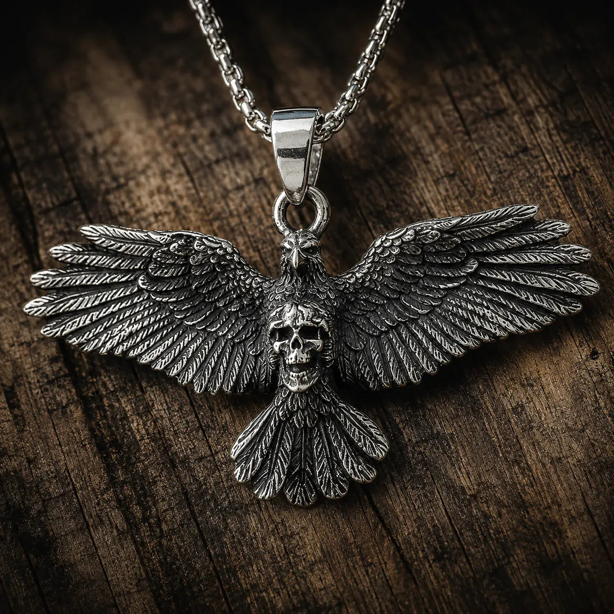 Collier Corbeau & Crâne Gothique