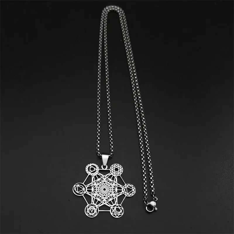 Collier Cube de Métatron aux Symboles des Chakras