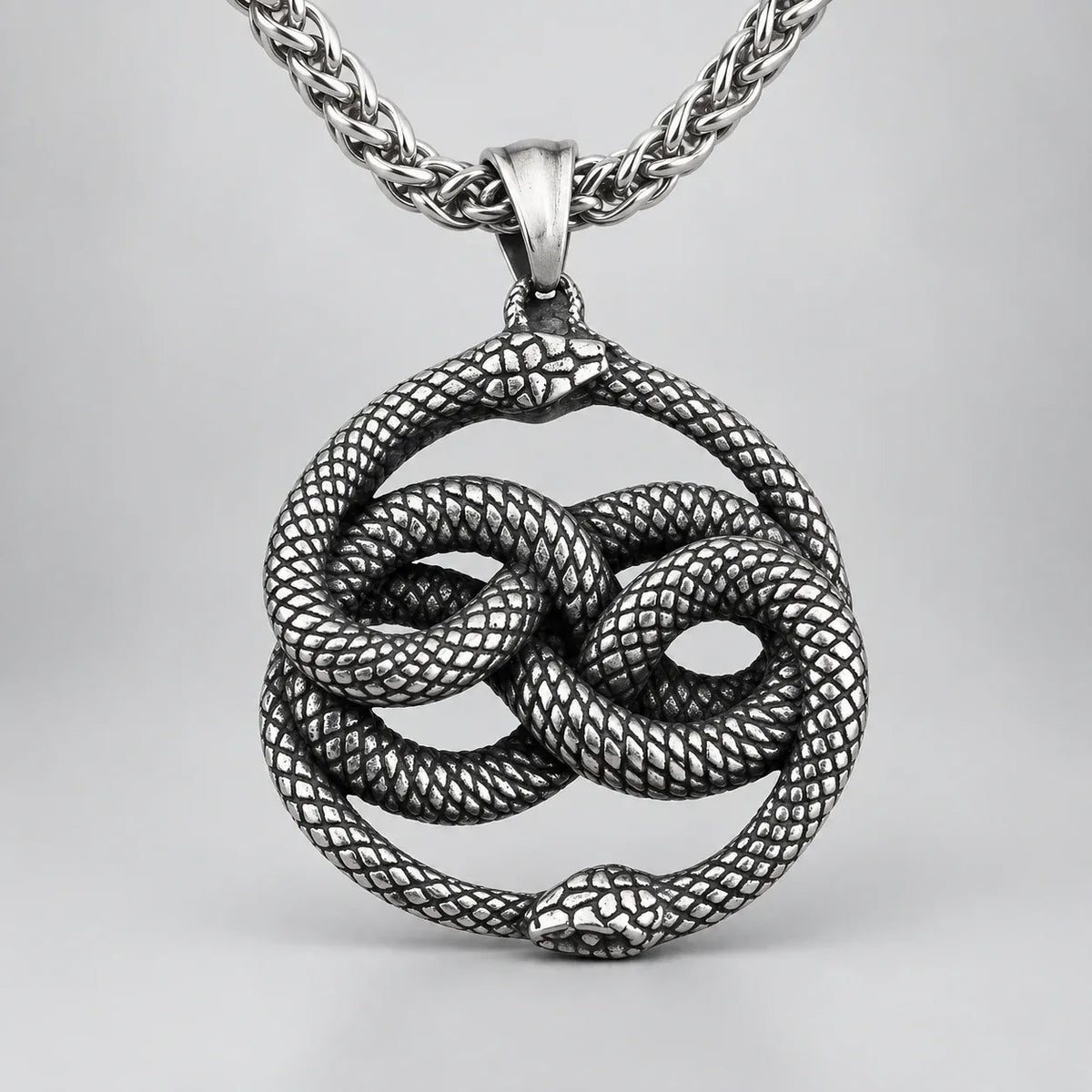 Collier Double Ouroboros Entrelacé Chaîne palmier
