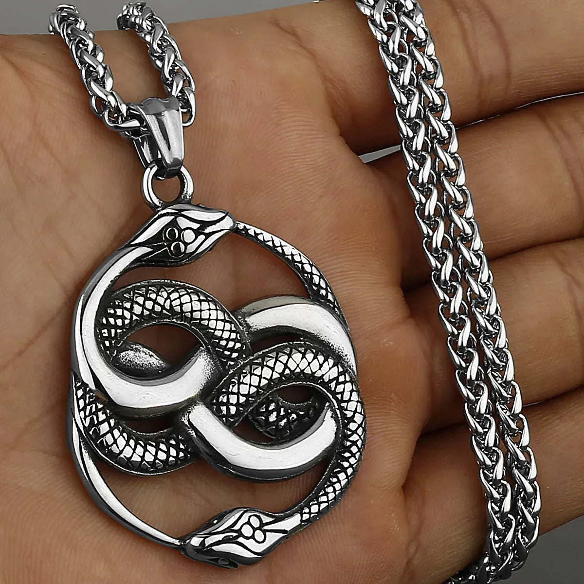 Collier Double Serpent Infini Argenté + chaîne