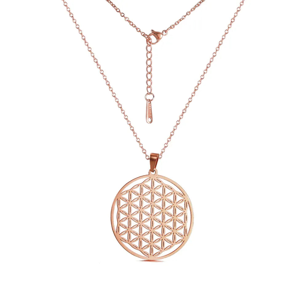 Collier Fleur de Vie Cerclée Ajourée Or rose / 45 cm