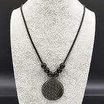 Collier Fleur de Vie Noir à Perles Noires - Vignette | Médiéfan