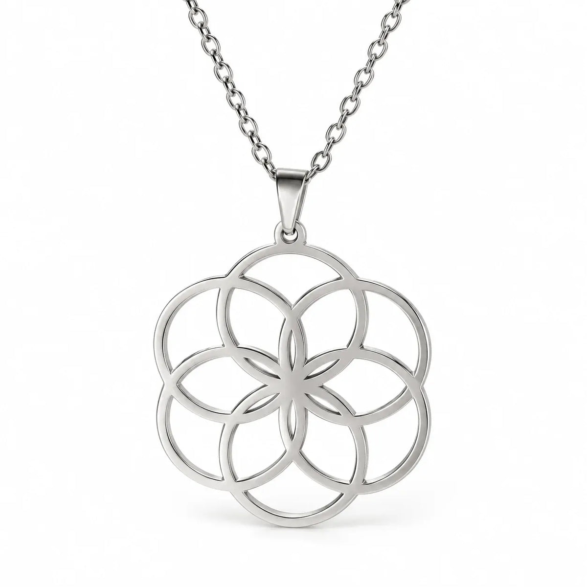 Collier Graine de Vie Ajourée Argenté / 45 cm