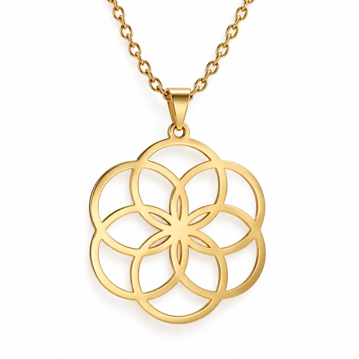 Collier Graine de Vie Ajourée Doré / 45 cm
