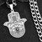 Collier Grande Main de Fatima Œil et Motifs Bohèmes Argenté
