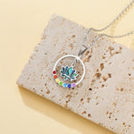 Collier Lotus Irisé dans un Cercle 7 Chakras - Vignette | Médiéfan