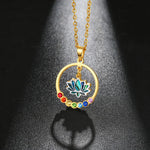 Collier Lotus Irisé dans un Cercle 7 Chakras - Vignette | Médiéfan