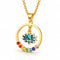 Collier Lotus Irisé dans un Cercle 7 Chakras Doré
