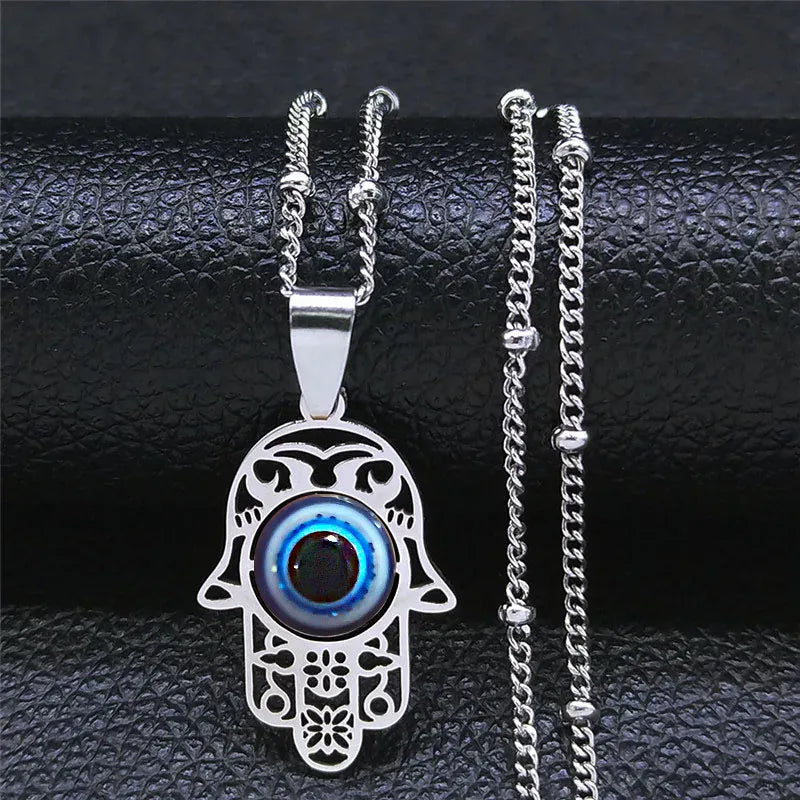 Collier Main de Fatima Ajourée Œil de Tigre