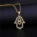 Collier Main de Fatima Ajourée Pavée à Œil - Vignette | Médiéfan