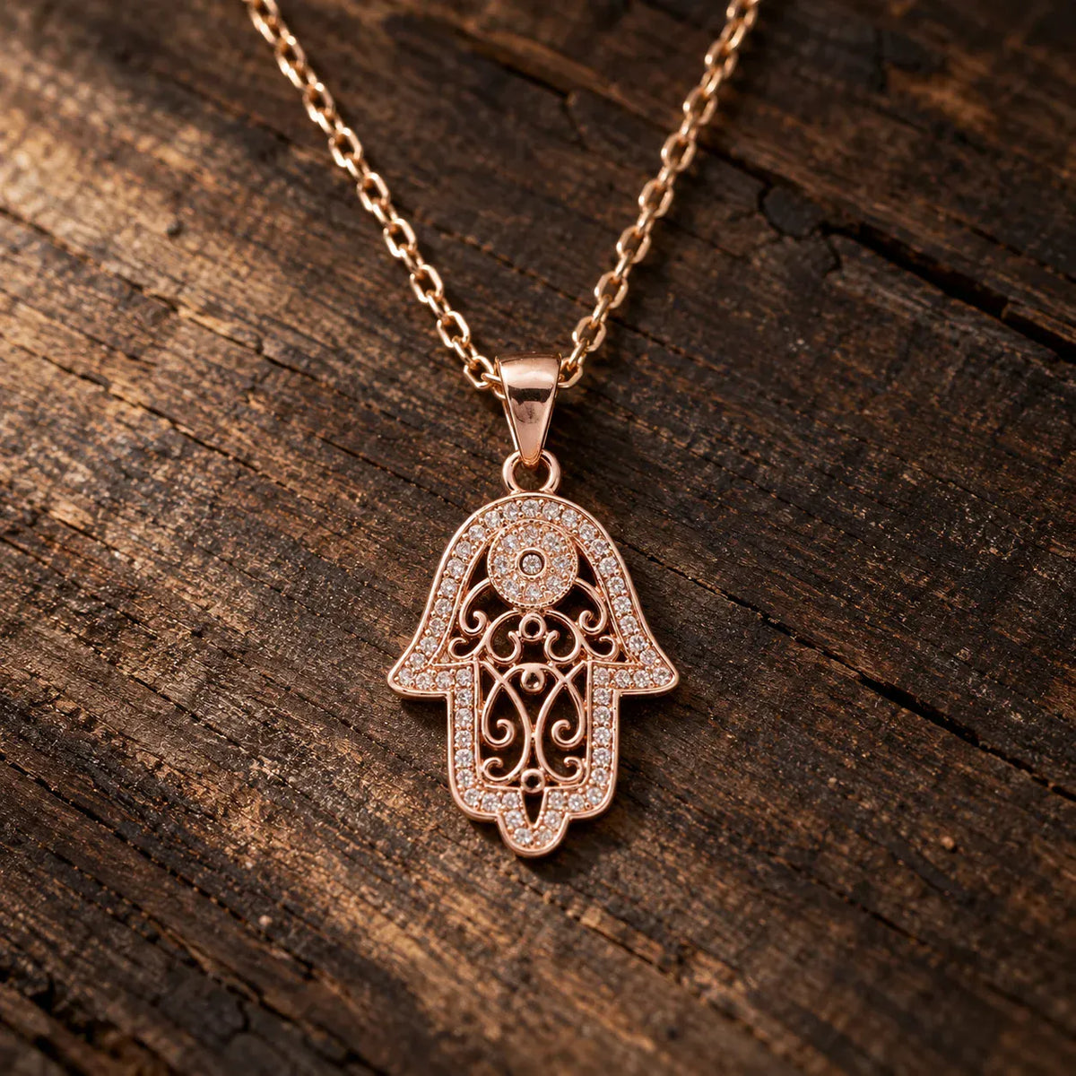 Collier Main de Fatima Filigrane Pavé
