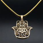 Collier Main de Fatima Filigranée Œil et Lotus - Vignette | Médiéfan