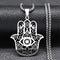 Collier Main de Fatima Filigranée Œil et Lotus Argenté 50 cm