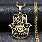 Collier Main de Fatima Filigranée Œil et Lotus - Vignette | Médiéfan