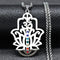 Collier Main de Fatima Om et Lotus 7 Chakras Argenté