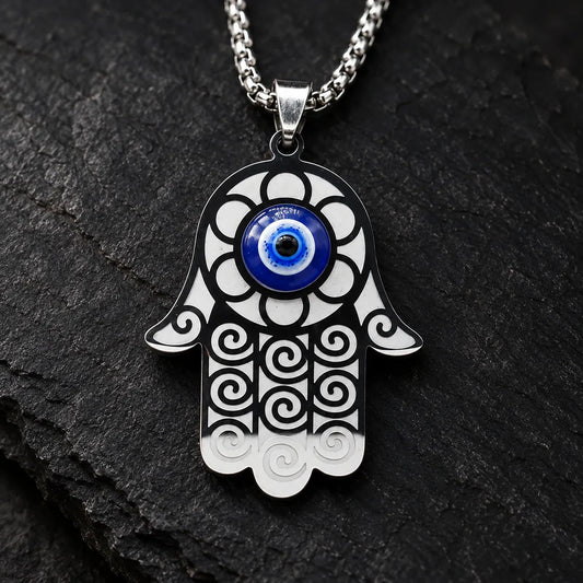 Collier Main de Fatima Spirales et Œil Bleu