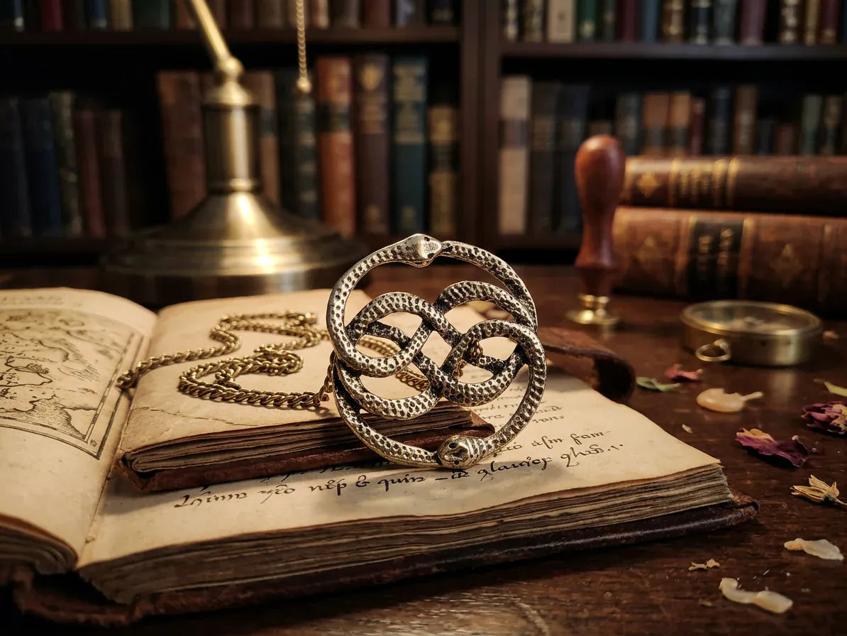 Collier Médaillon aux Serpents Entrelacés