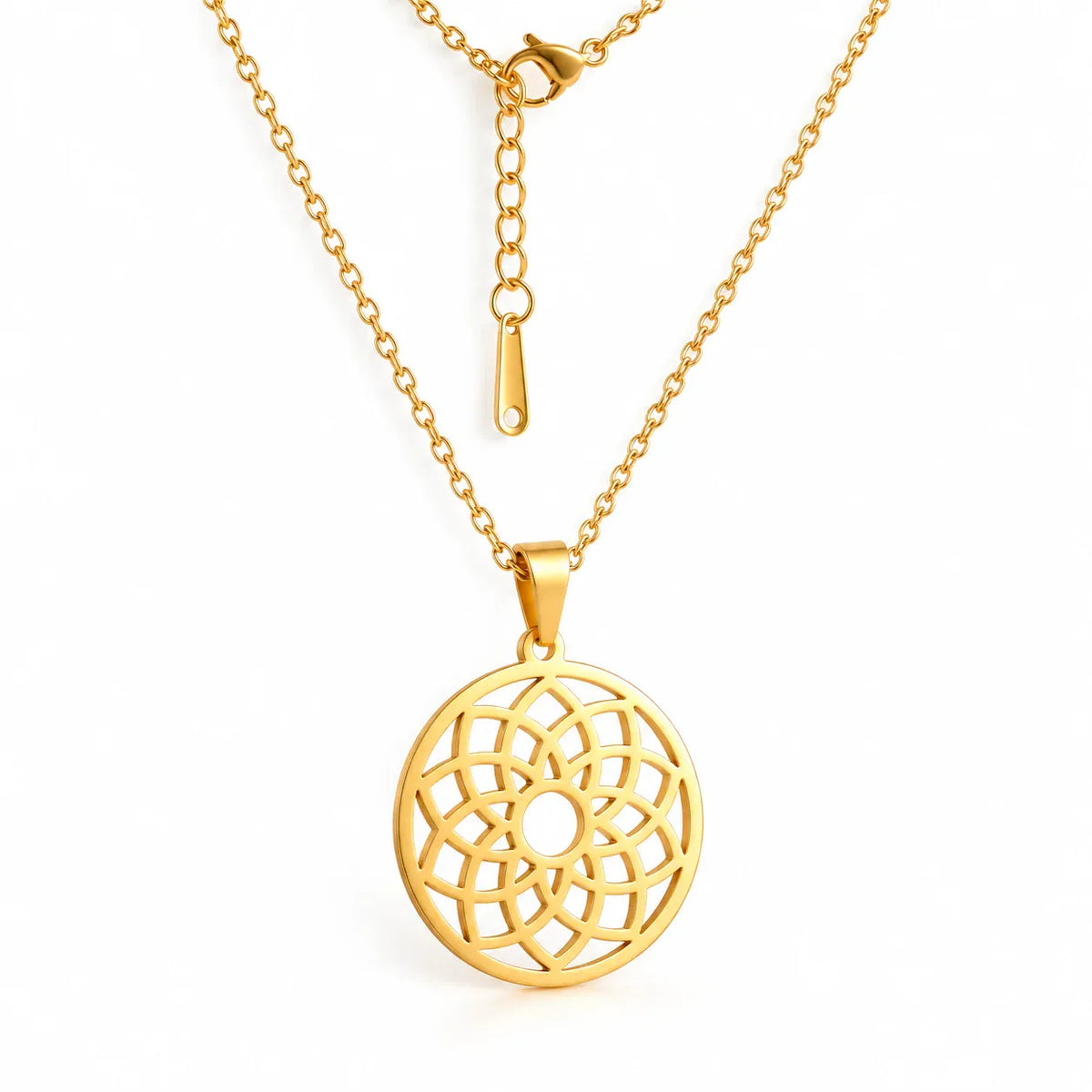 Collier Mini Rosace Fleur de Vie Doré / 45 cm