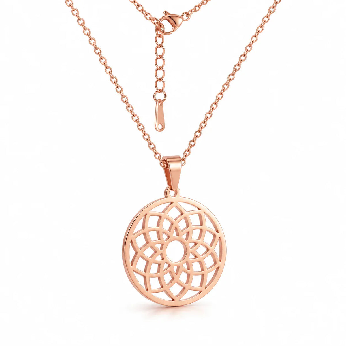 Collier Mini Rosace Fleur de Vie Or rose / 45 cm
