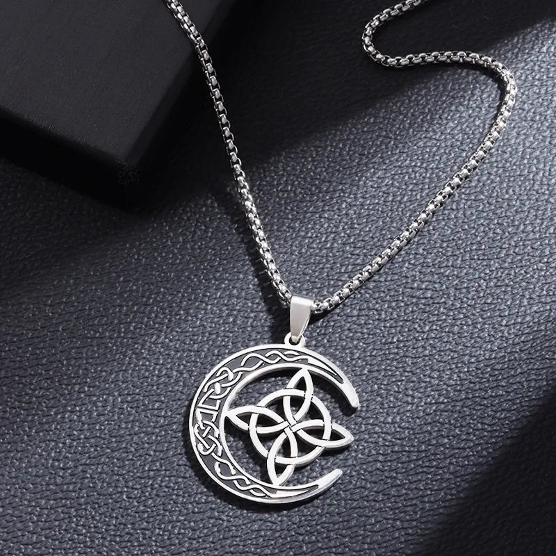 Collier Nœud de Sorcière et Croissant de Lune Argent