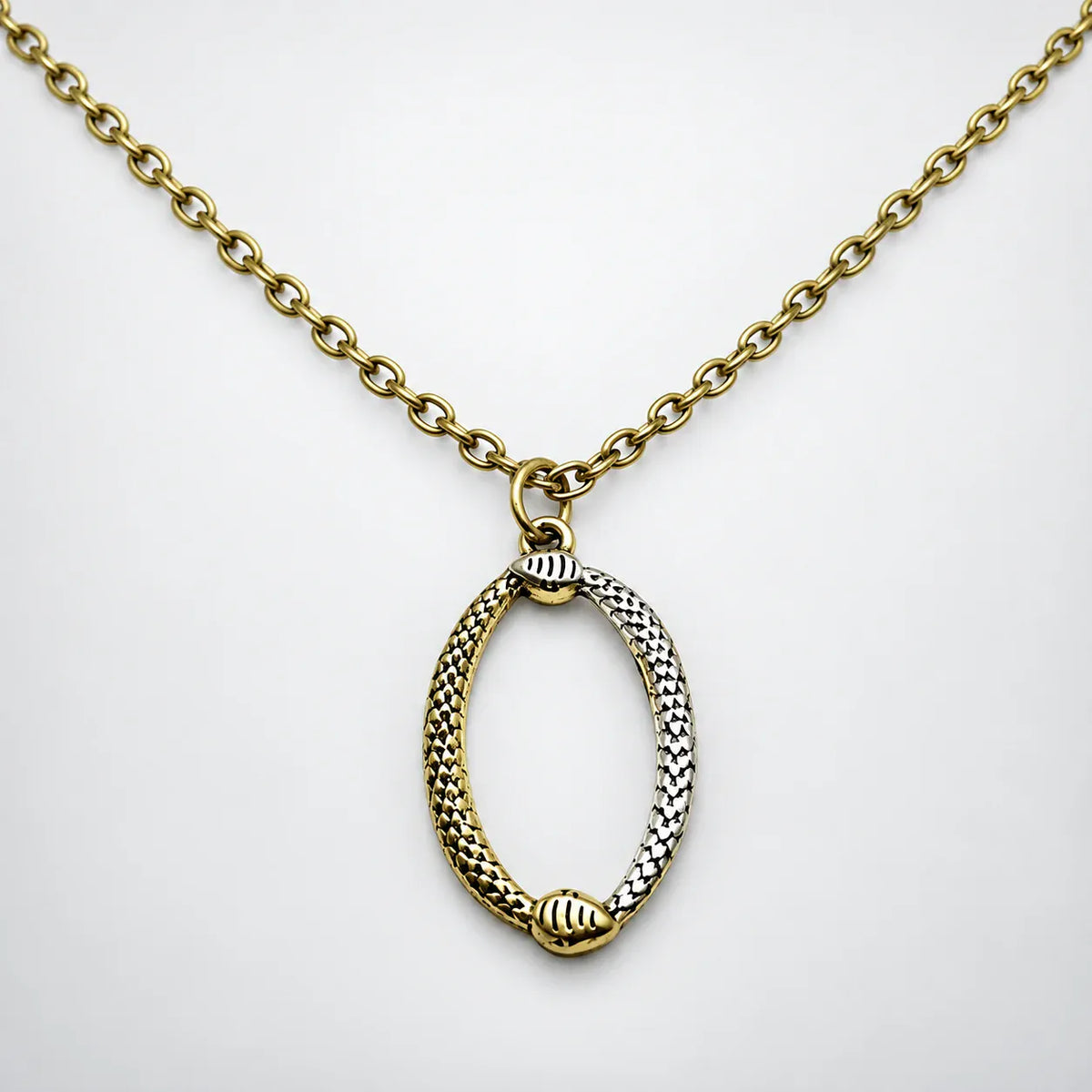 Collier Ovale aux Deux Serpents Bicolore