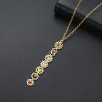 Collier Pendentif Vertical aux 7 Symboles des Chakras - Vignette | Médiéfan