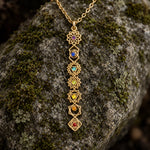 Collier Pendentif Vertical aux 7 Symboles des Chakras - Vignette | Médiéfan
