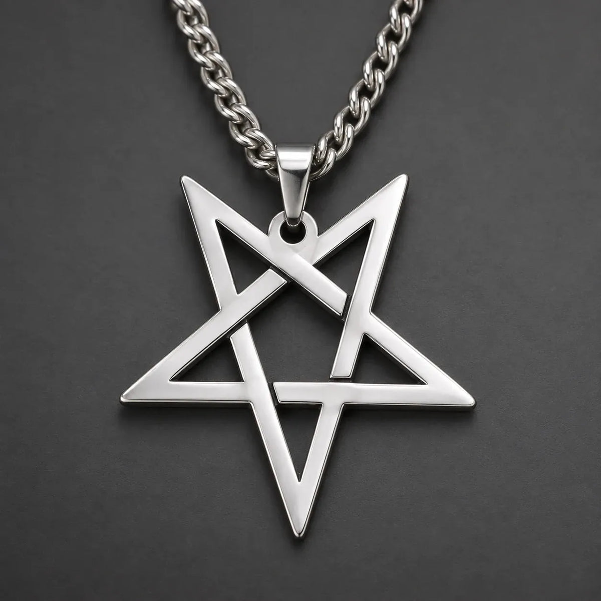 Collier Pentagramme Inversé Ajouré Argent