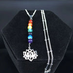 Collier Perles 7 Chakras et Lotus Ajouré - Vignette | Médiéfan