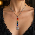 Collier Perles 7 Chakras et Lotus Ajouré - Vignette | Médiéfan
