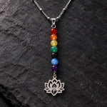 Collier Perles 7 Chakras et Lotus Ajouré - Vignette | Médiéfan