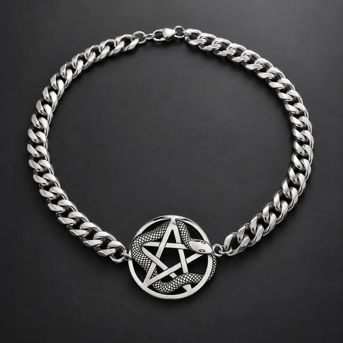 Collier Ras-du-Cou Pentacle au Serpent